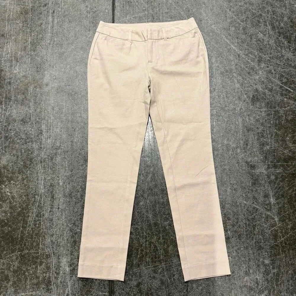 Faded Glory Women' 4 The Parker Pant 2 Way Stretch Cream Slim Ankle Work Casual